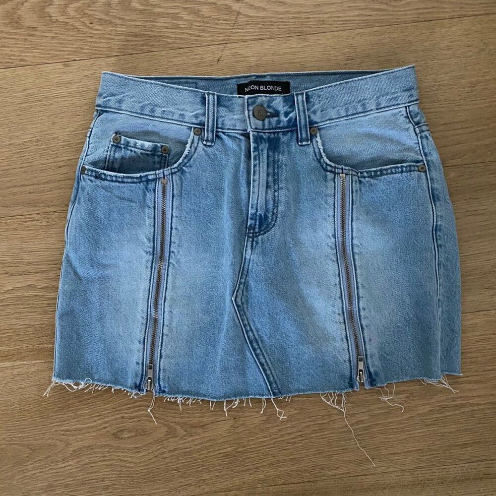 Neon Blonde - Denim Mini Skirt in Blue
